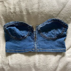 Jean zipper crop top